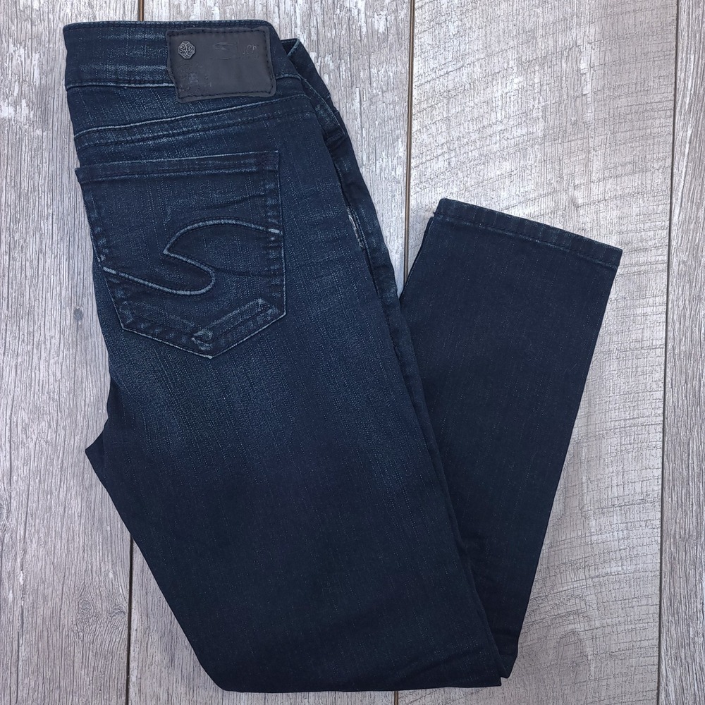Silver Jeans Tuesday Mid Capri Womens 27 Dark Blue Fluid Denim Slim Stretch